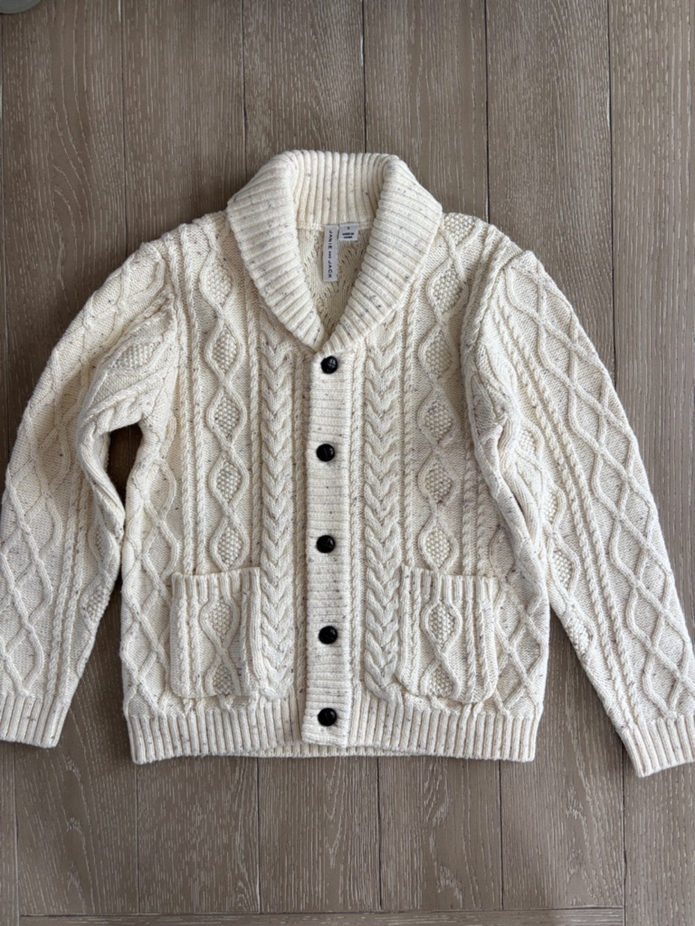 Janie and Jack Cream Cable Knit Shawl Collar Cardigan Sweater